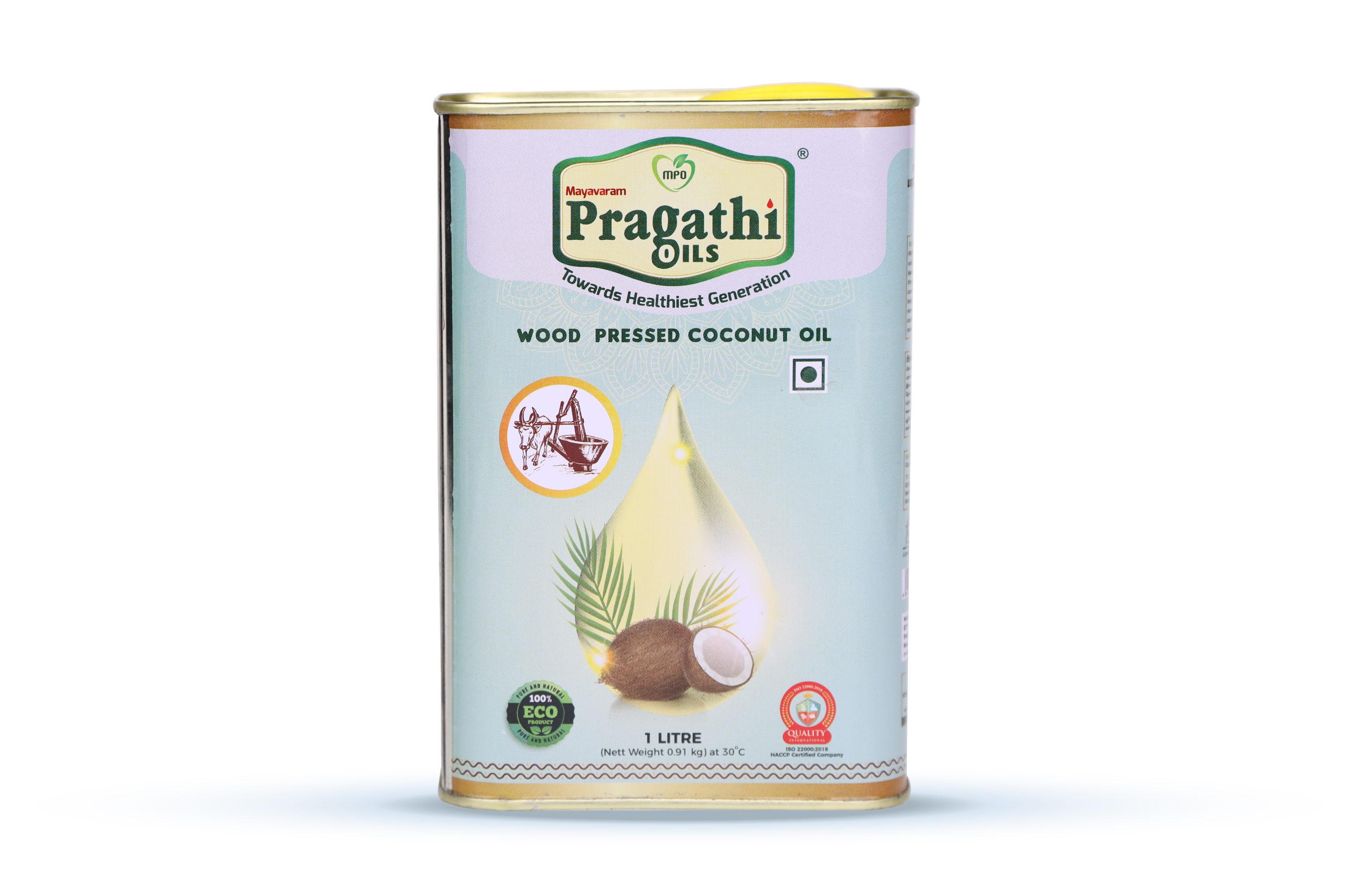 Coconut oil Tin Container l ltr – Pragathi Oils