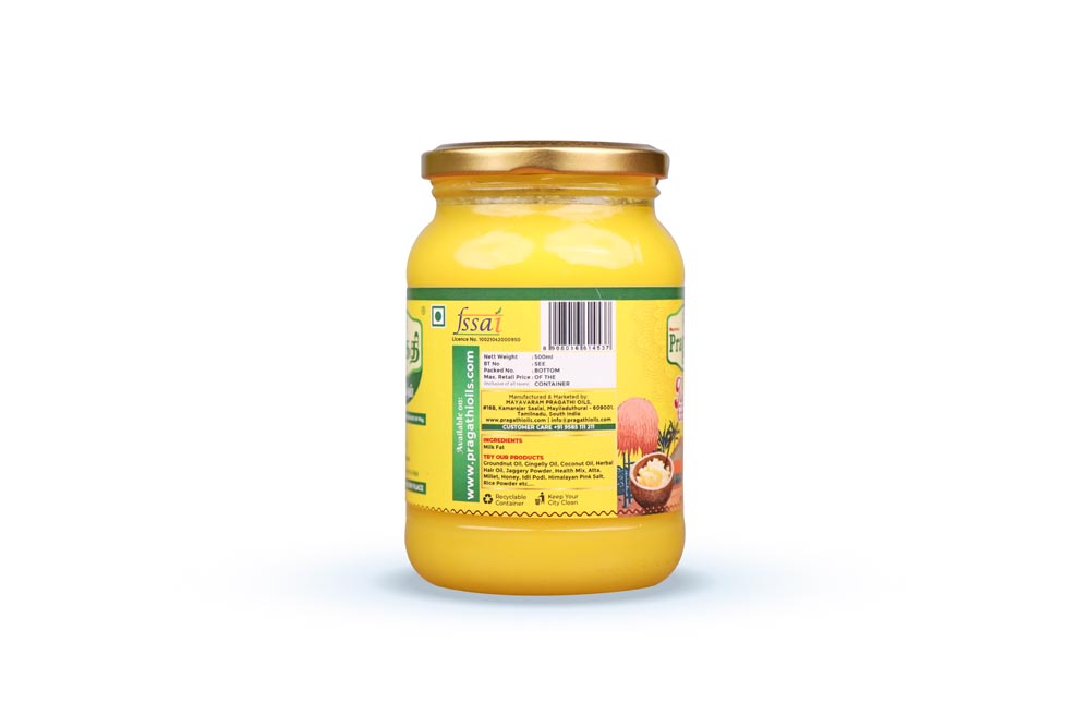 Ghee Glass Bottles 500 ml Pragathi Oils
